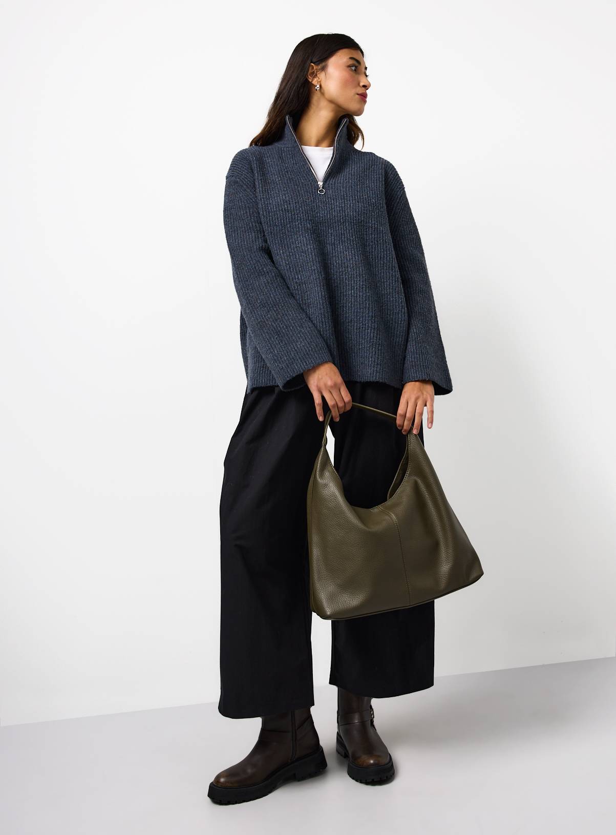 Blue Funnel Neck Quarter Zip Jumper S - Image 2