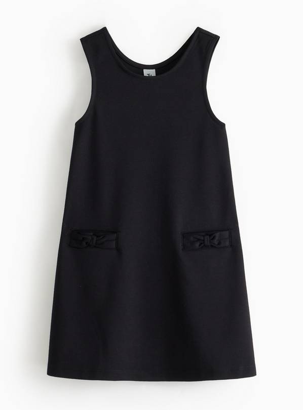 Black Jersey Pinafore with Bow Pocket Detail 11 years