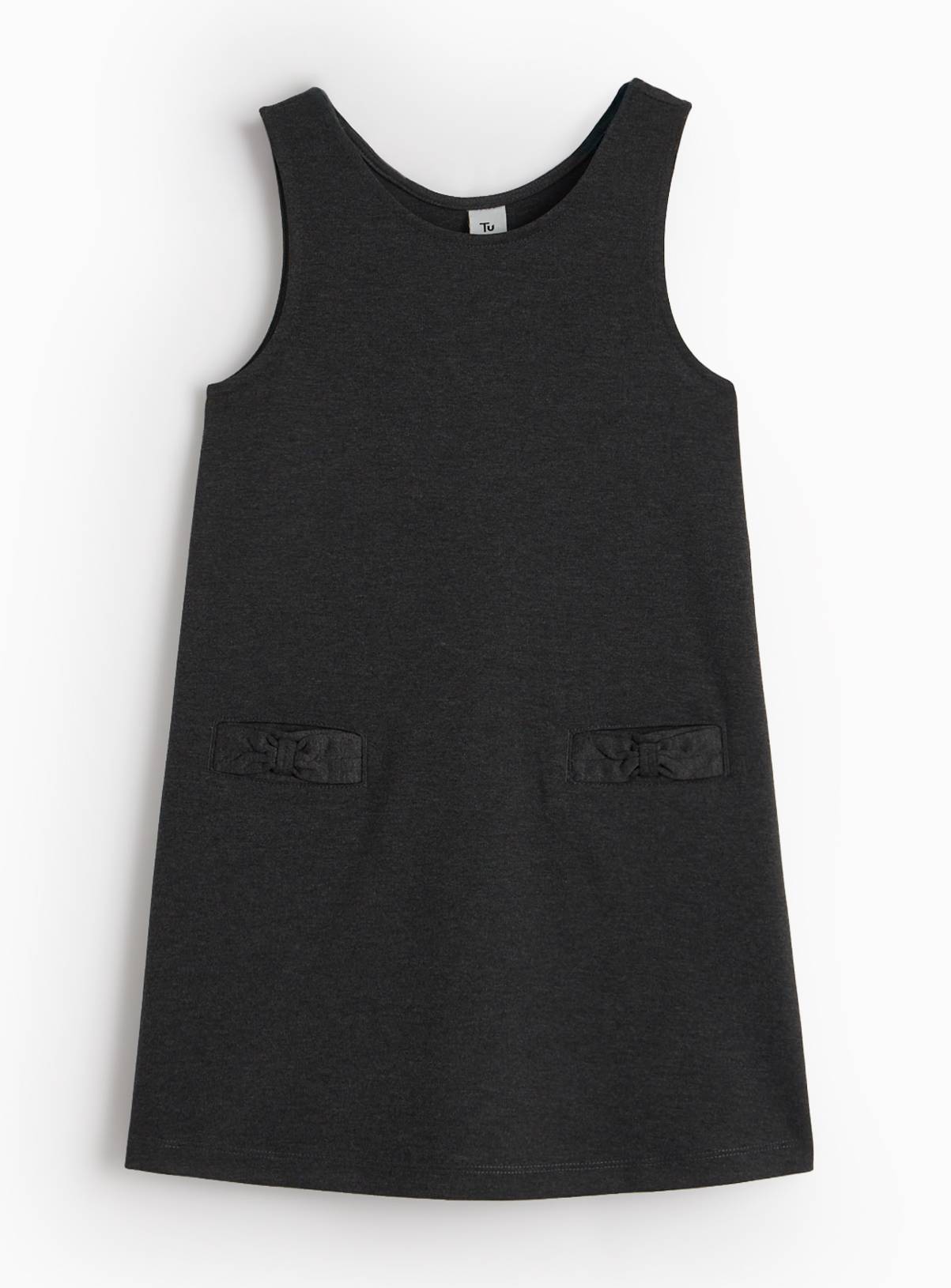 Grey Jersey Pinafore with Bow Pocket Detail 7 years - Image 1