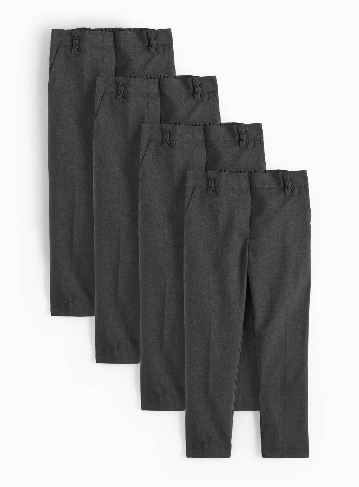 4 Pack Girls Grey 'Dress with Ease' Trousers with Reinforced Knees & Extendable Hem 11 years - Image 1