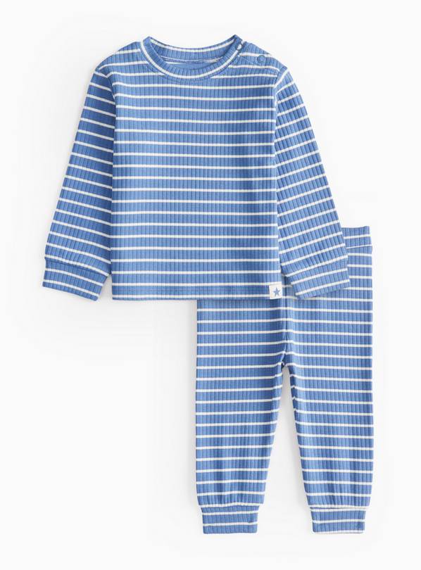 Navy Stripe Ribbed 2 Piece Set Up to 3 mths