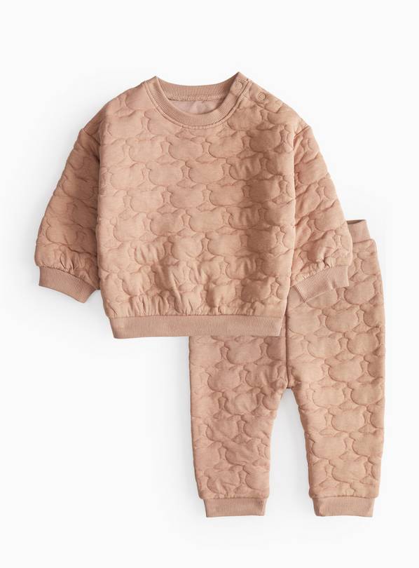 Brown Bear Quilted Sweatshirt & Joggers Set  3-6 months