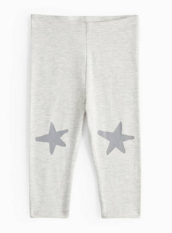 Grey Marl Star Print Leggings  9-12 months