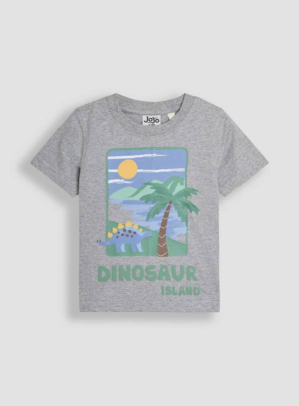 JOJO MAMAN BÉBÉ 2-Pack Dino Island Print & Plain T-Shirts 2-3 Years