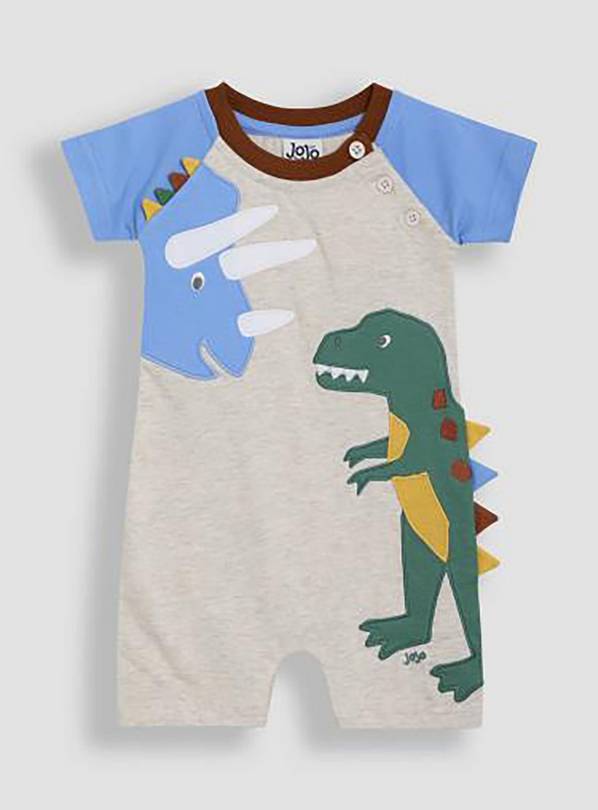 JOJO MAMAN BÉBÉ Dino Novelty Applique Romper Up To 3 mths