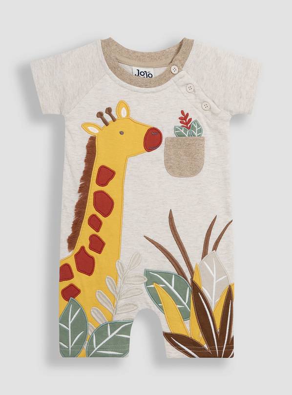 JOJO MAMAN BÉBÉ Giraffe Applique Romper 6-12 months