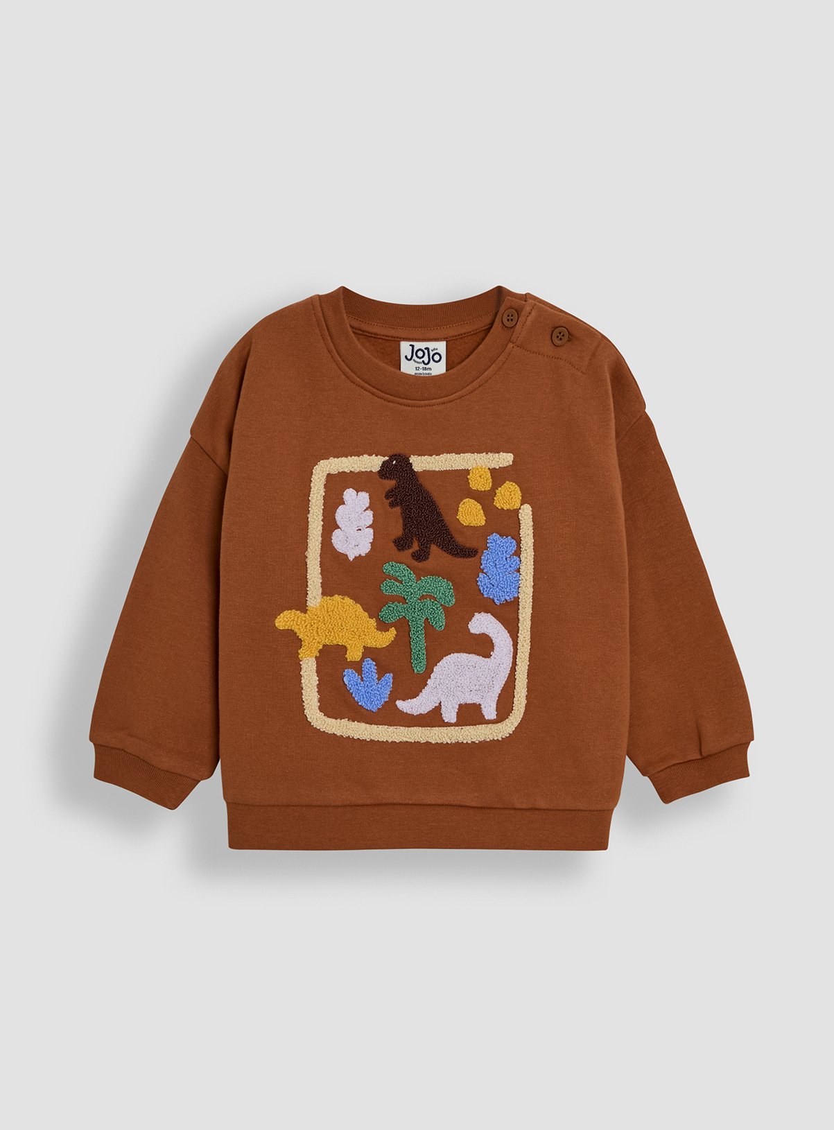 Brown Brown JOJO MAMAN BÉBÉ Dino Boucle Sweatshirt (18-24 Months) - JoJo Maman Bebe by Sainsbury's