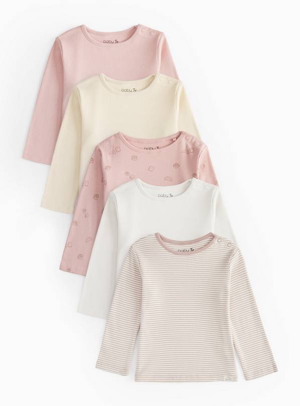 Ribbed Long Sleeve Tops 5 Pack Up to 3 mths