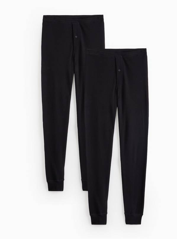  Black Maximum-Warmth Ribbed Long Thermal Pants 2 Pack  XXXL