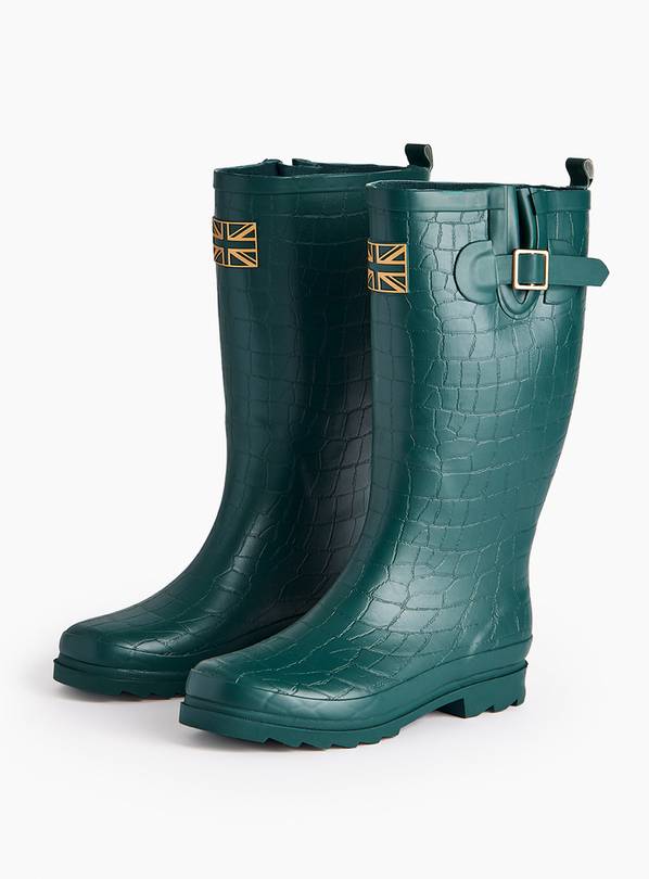 Green Croc Long Wellies 7