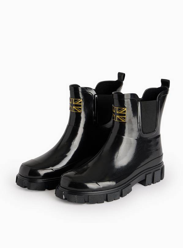 Patent Black Borg Lined Cleated Wellies 3