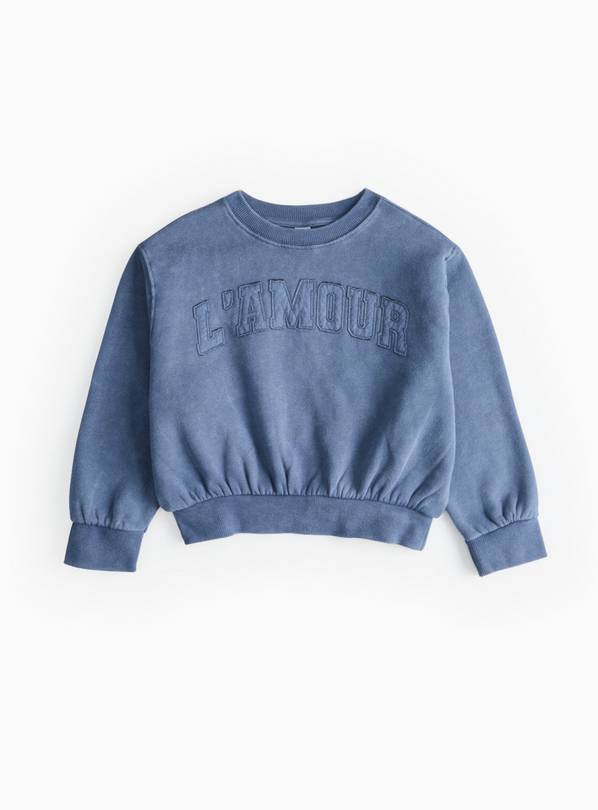 Blue Washed L'amour Slogan Sweatshirt 6 years