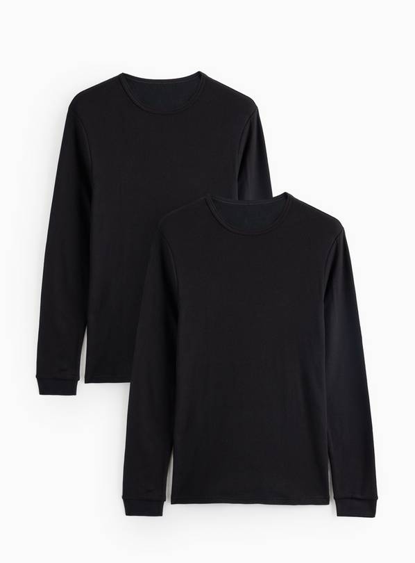 Black Maximum Warmth Thermal Ribbed Tops 2 Pack M