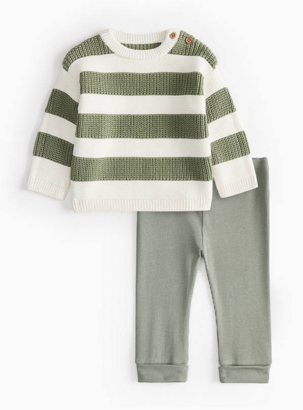 Jurassic Stripe Knitted Fisherman Jumper & Leggings Set 6-9 months
