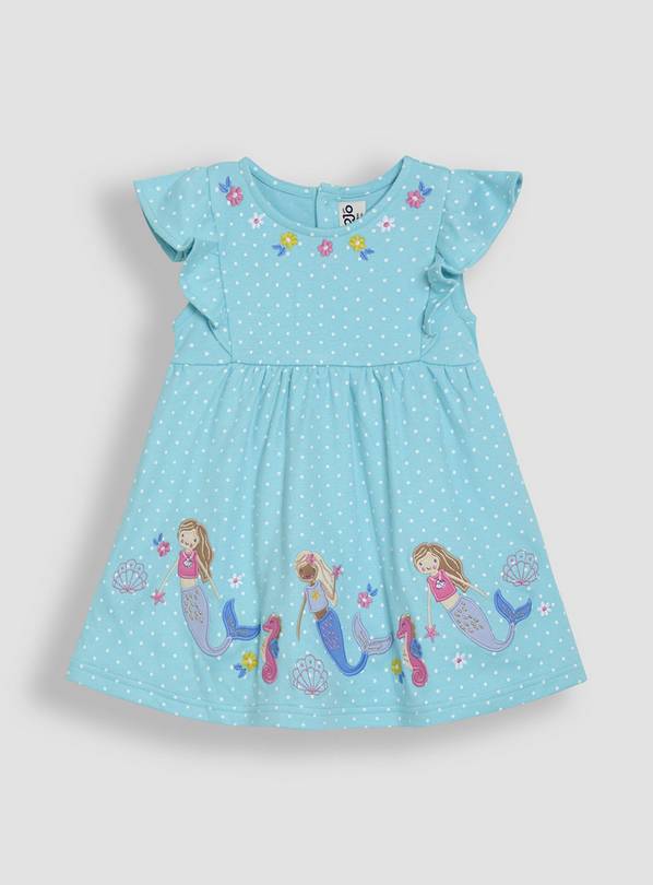 JOJO MAMAN BÉBÉ Mermaid Applique Frill Shoulder Summer Dress 2-3 Years