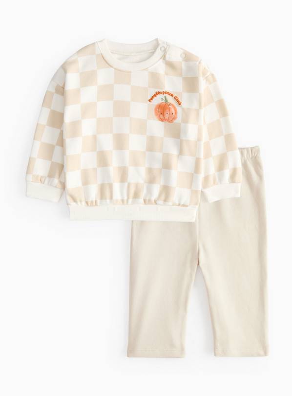 Pumpkin Chequered Sweatshirt & Leggings Set 6-9 months