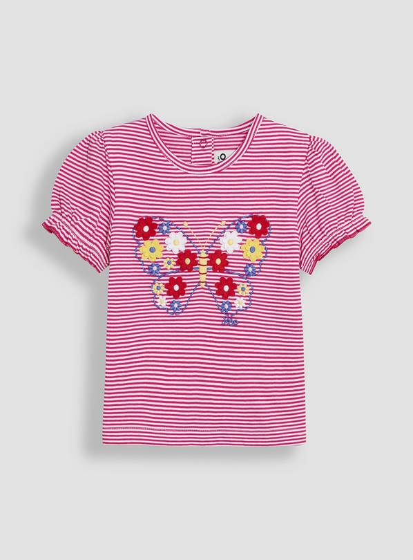 JOJO MAMAN BÉBÉ Butterfly Applique Puff Sleeve T-Shirt 6-12 months