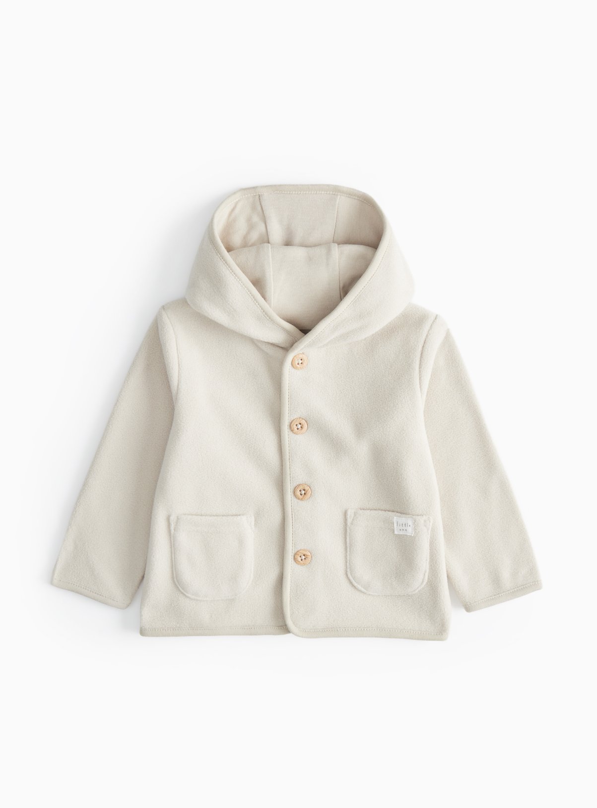 Cream Cream Button Fleece Hoodie - Tu by Sainsbury's