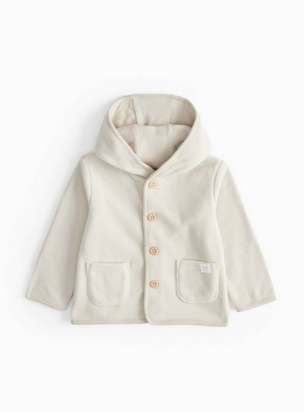 Cream Button Fleece Hoodie  18-24 months
