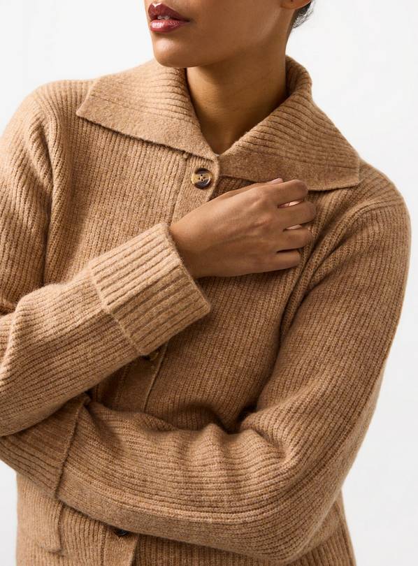 Buy Camel Ribbed Collared Fisherman Cardigan L Cardigans Argos