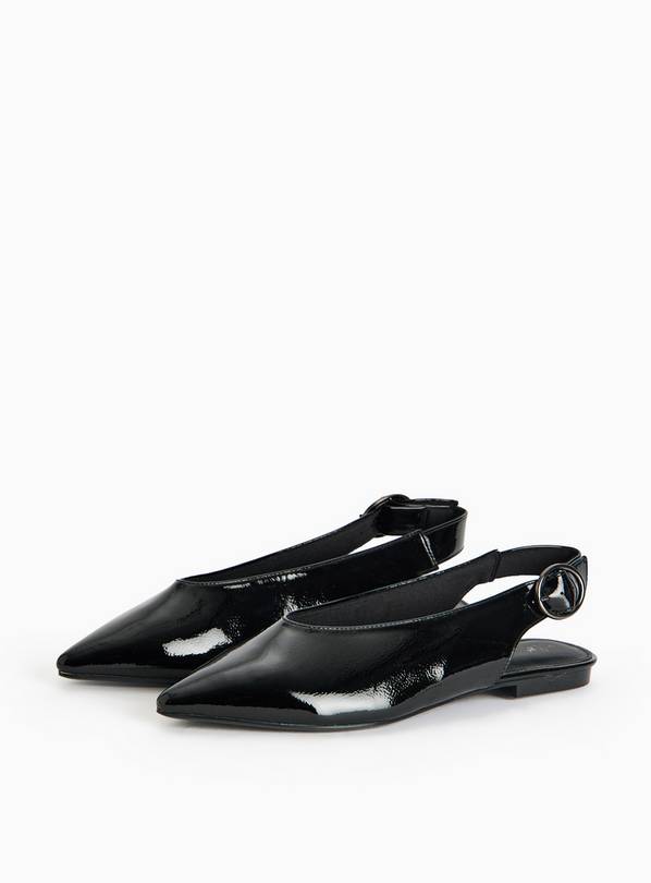 Black Patent Sling Back Shoes 6