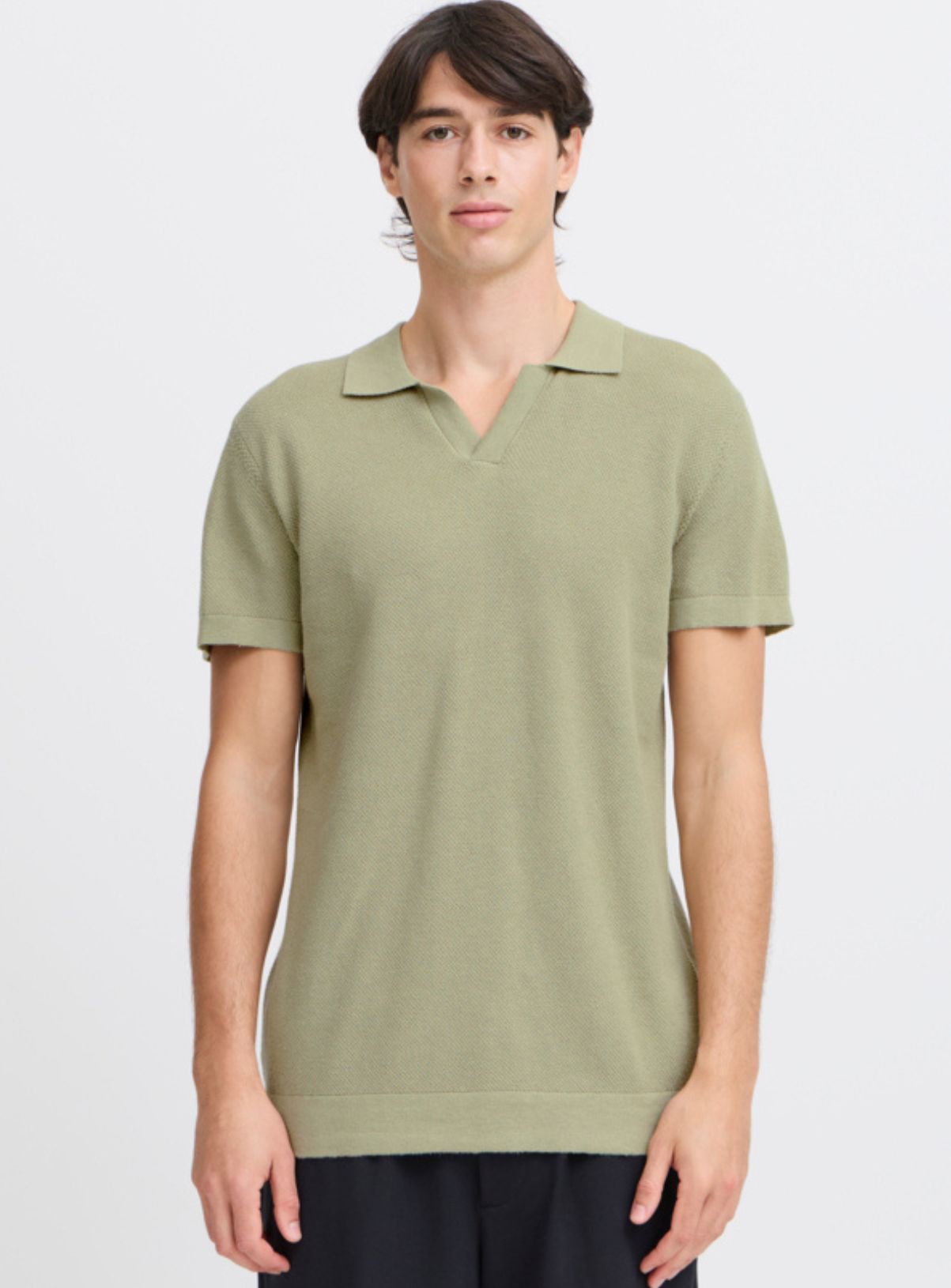 Men's CASUAL FRIDAY Pale Green Resort Knitted Polo Shirt