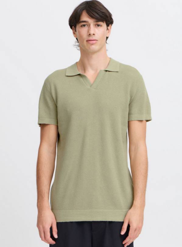 CASUAL FRIDAY Pale Green Resort Knitted Polo Shirt S