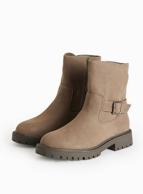 Taupe Casual Biker Boots  8