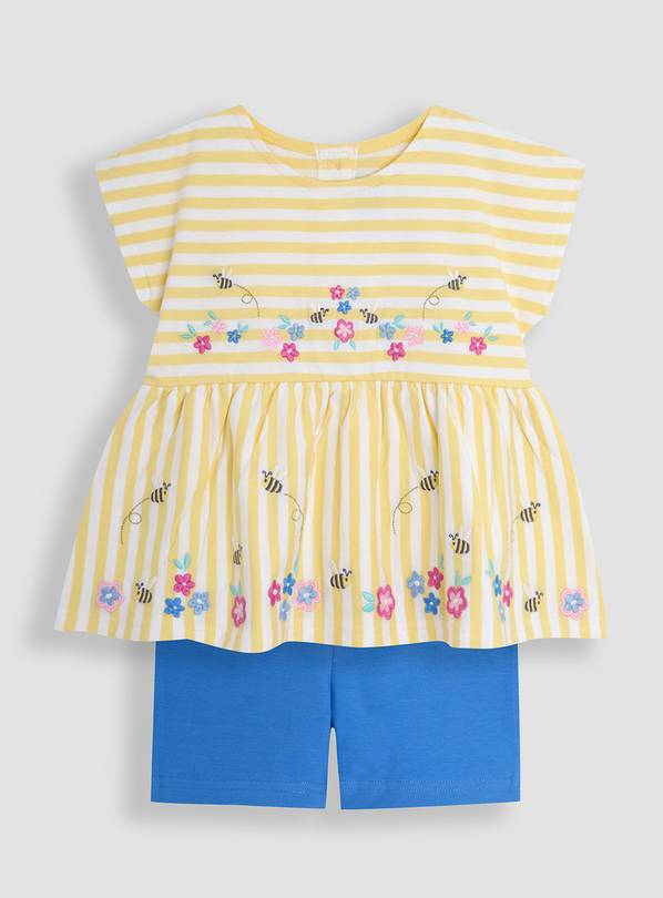 JOJO MAMAN BÉBÉ 2 Piece Duck Embroidered T-Shirt & Shorts Set 6-12 months