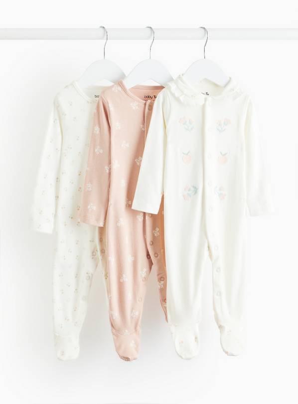 Floral Printed Frill Collar Sleepsuit 3 Pack 12-18 months