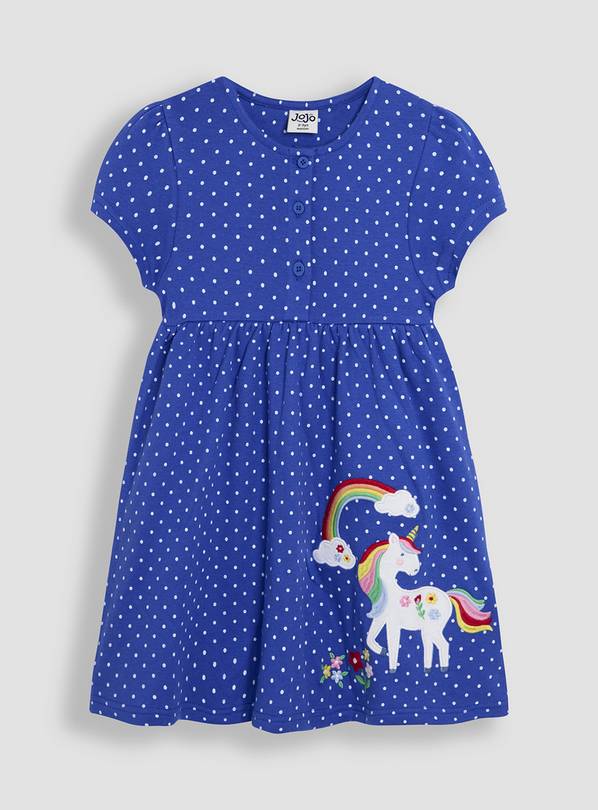 JOJO MAMAN BÉBÉ Unicorn Applique Button Front Dress 6-12 months