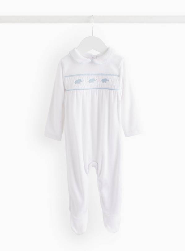 Elephant Design Frill Collar Towelling Sleepsuit  6-9 months
