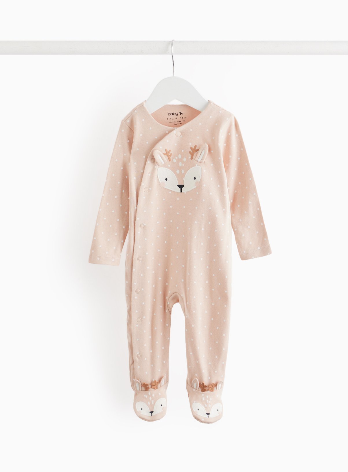 Cream Cream Novelty Deer Sleepsuit - Tu by Sainsbury's