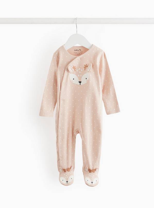Cream Novelty Deer Sleepsuit Up to 1 mth