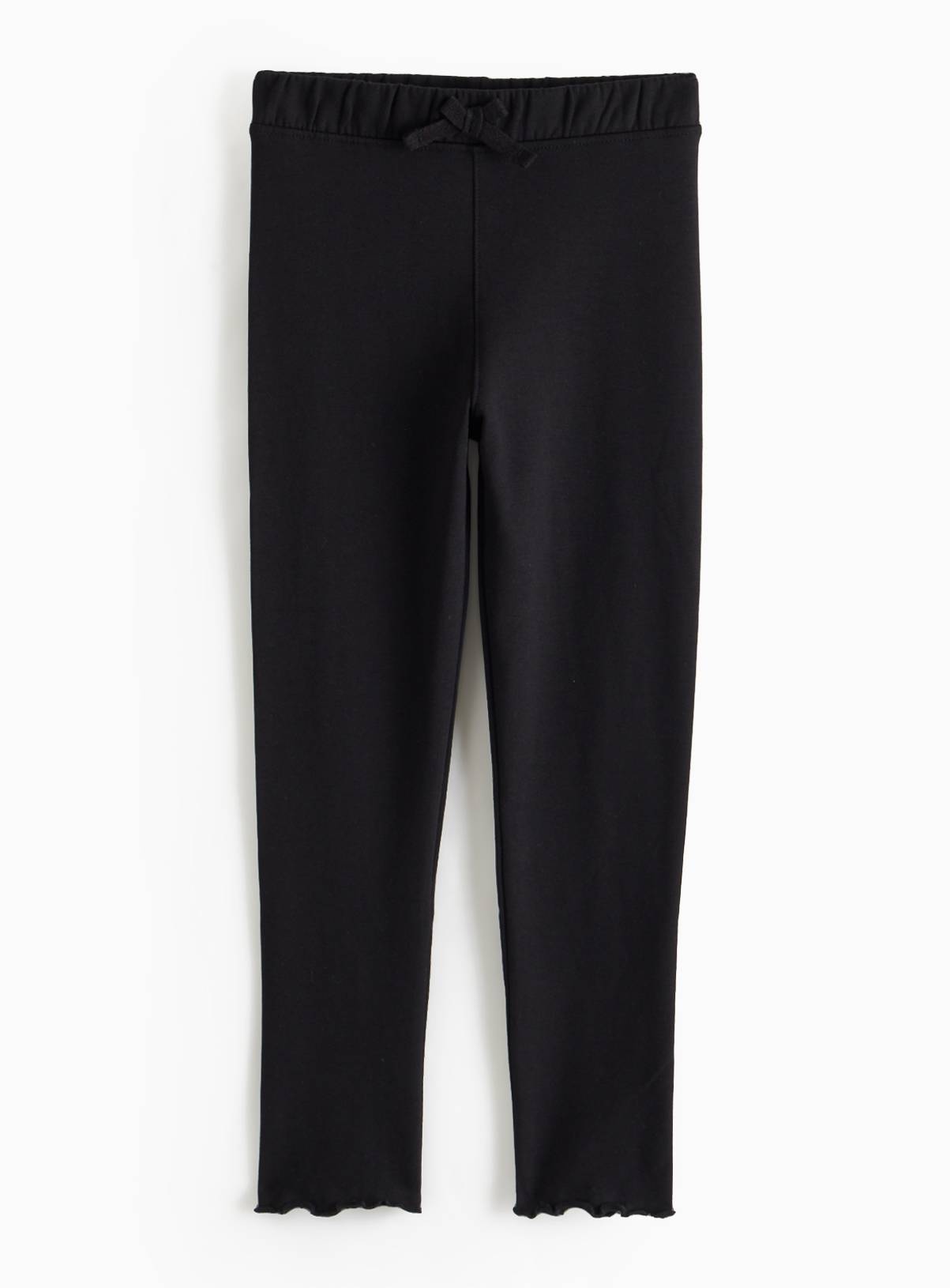 Black Brush Back Fleece Lined Leggings 9 years - Image 1