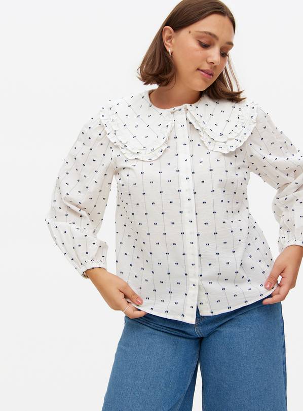 Embroidered Frill Collared Blouse 22
