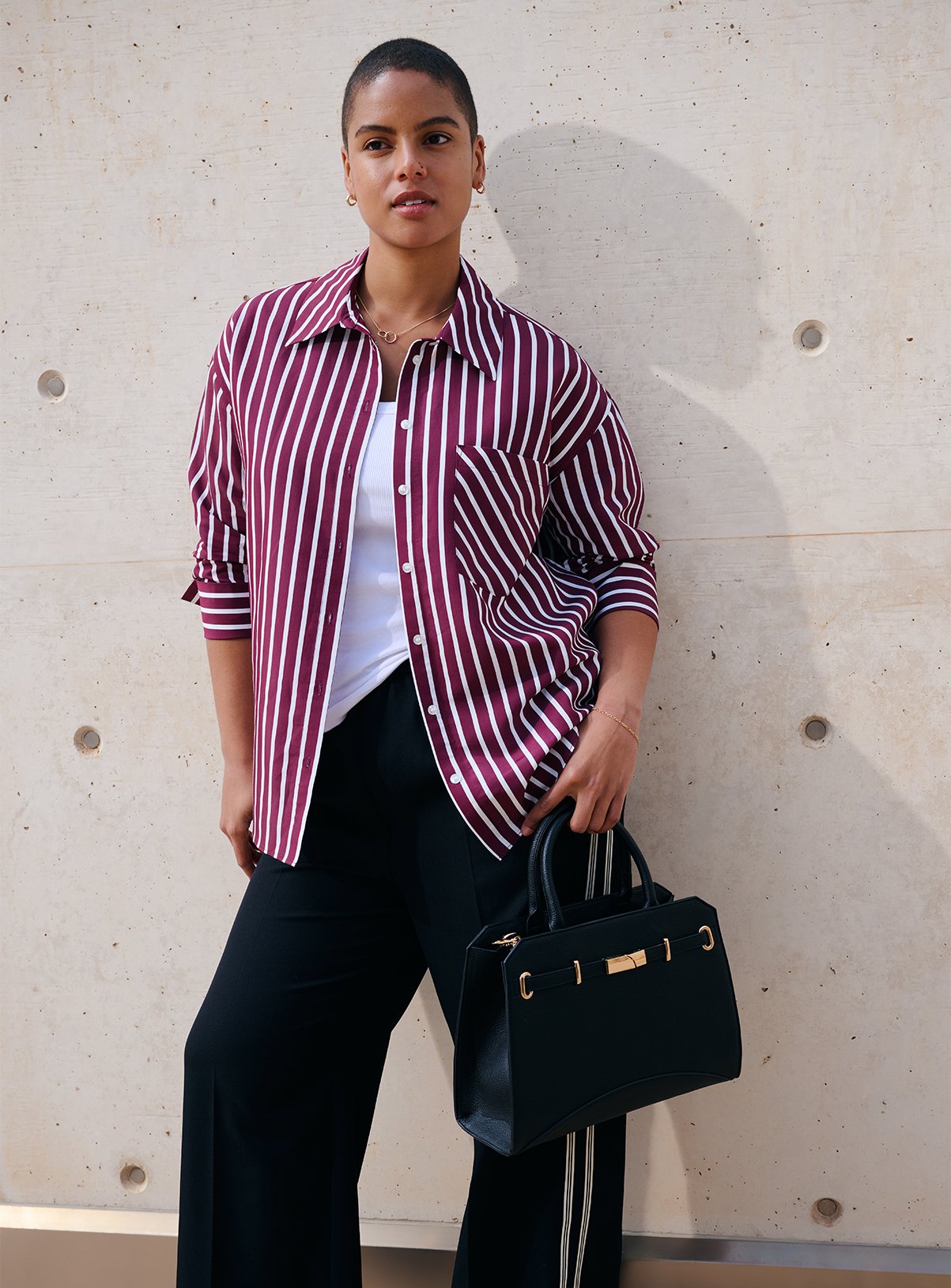 Red Striped Relaxed Poplin Shirt