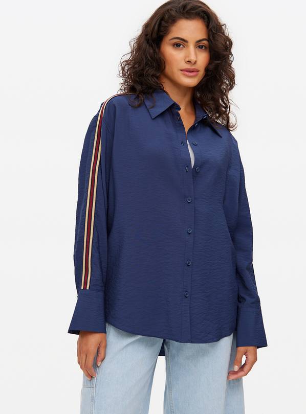 Navy Side Striped Relaxed Shirt 22