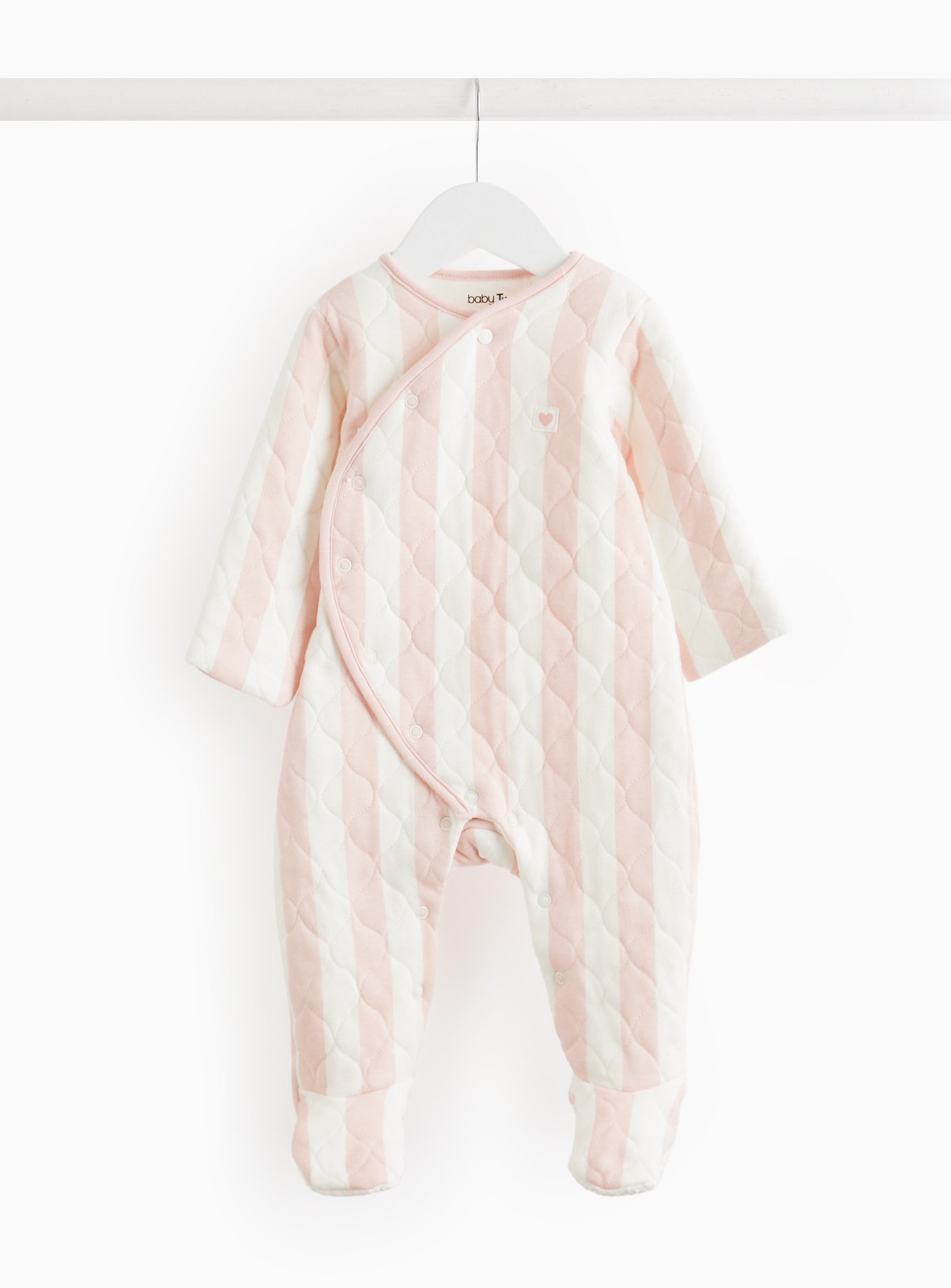 Pink Pink Stripe Print Quilted 2.5 Tog Sleepsuit (6-9 Months) - Tu by Sainsbury's