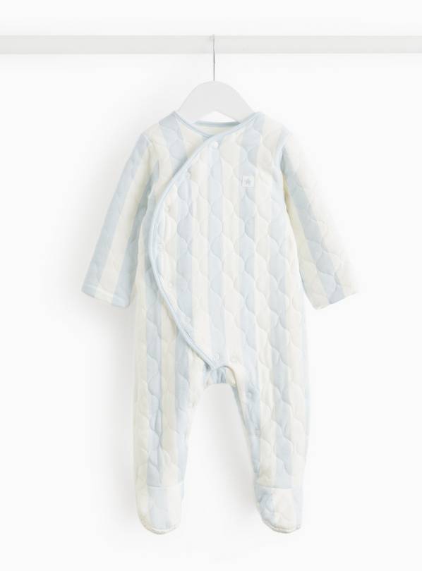Blue Stripe Print Quilted 2.5 Tog Sleepsuit  3-6 months