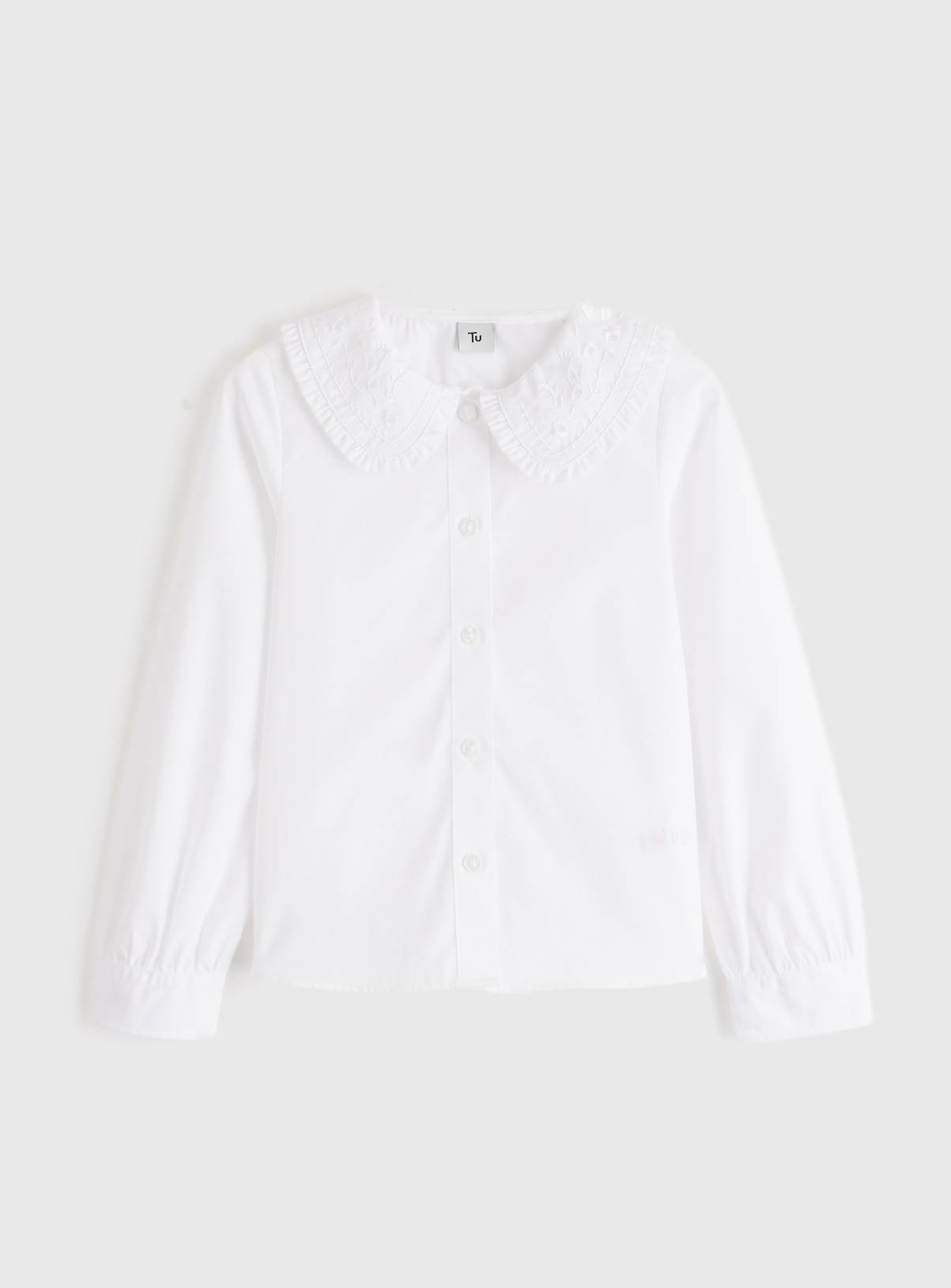 White Embroidered Large Collar Blouse 11 years - Image 1