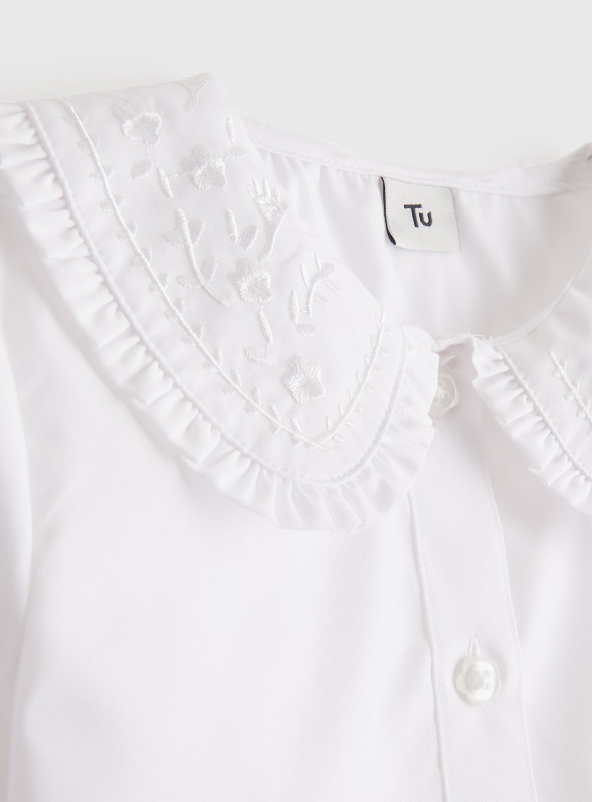 White Embroidered Large Collar Blouse 11 years - Image 2 thumbnail