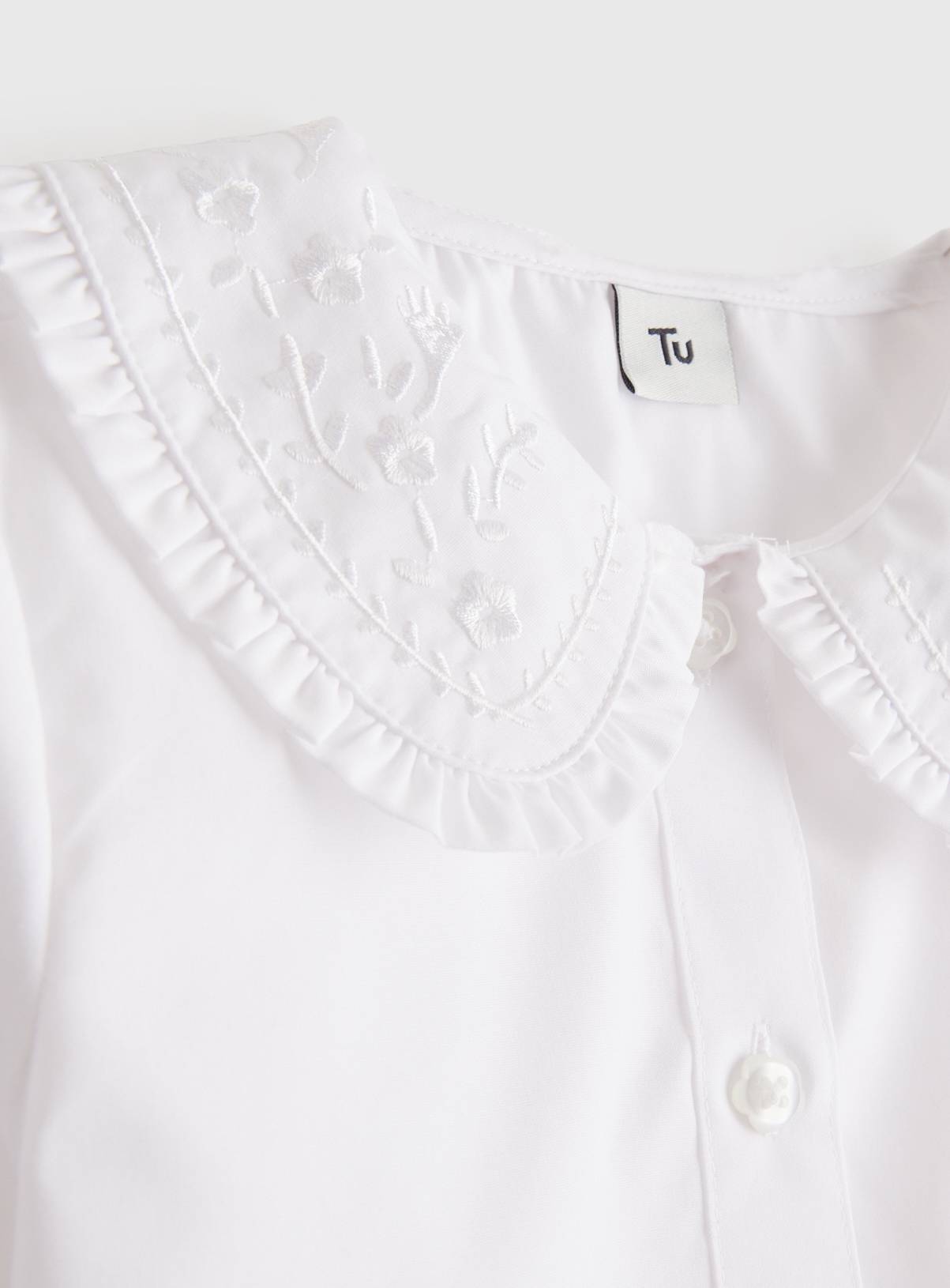 White Embroidered Large Collar Blouse 11 years - Image 2