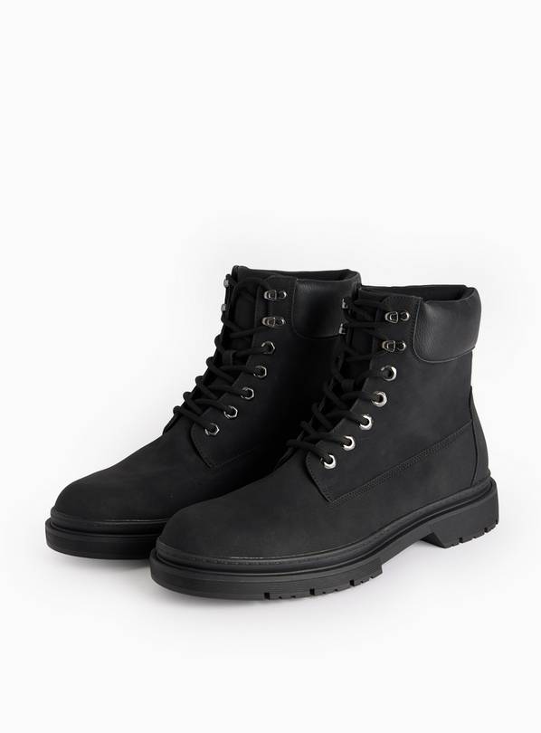Black Faux Suede Hiker Boots 10