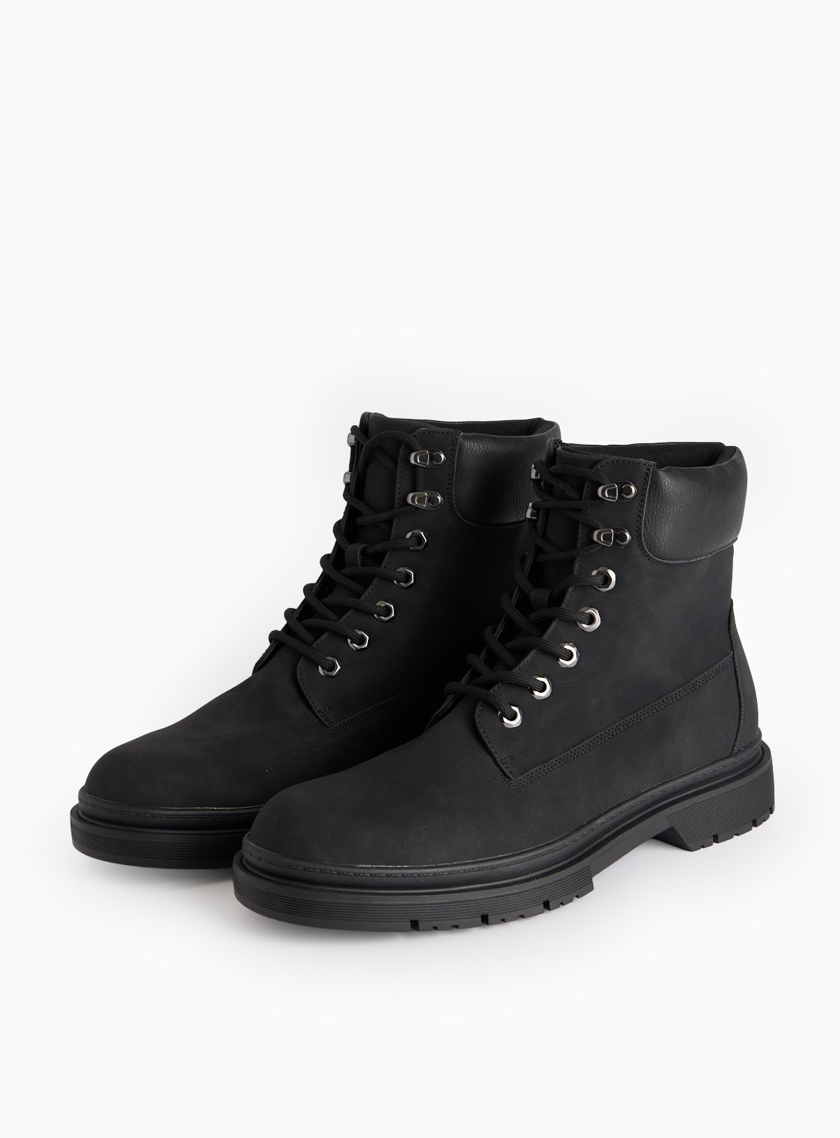 Men's Black Faux Suede Lace Up Boots