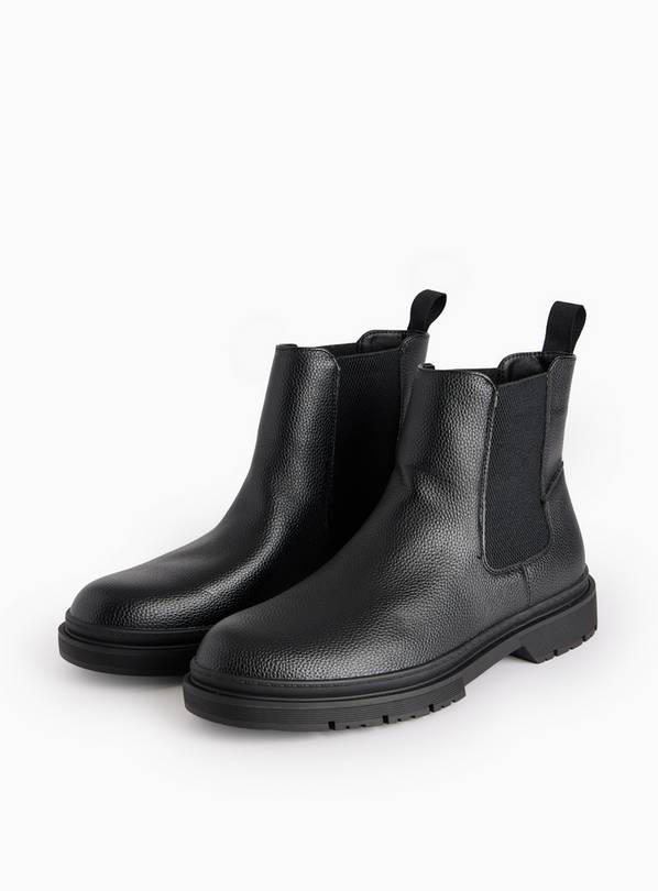 Black Faux Leather Chelsea Boots 8