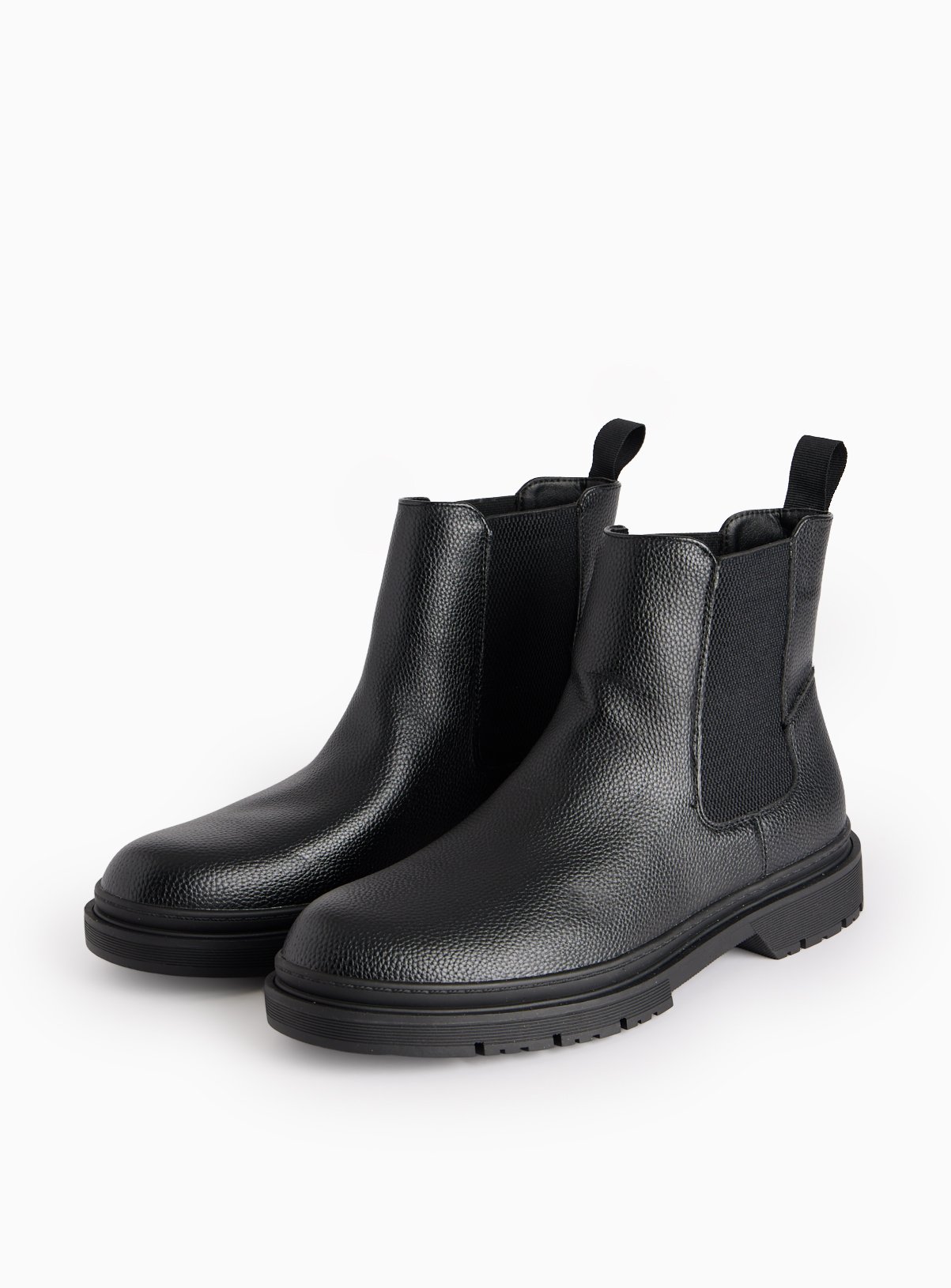 Men's Black Faux Leather Chelsea Boots