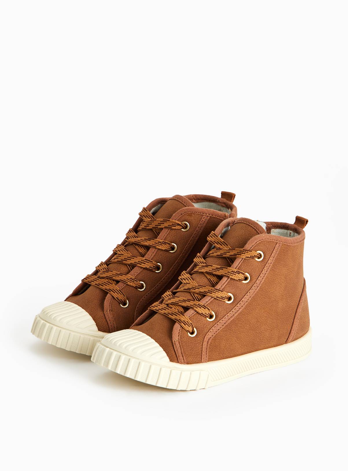 Tan Faux Leather High Top Trainers  12 Infant - Image 1