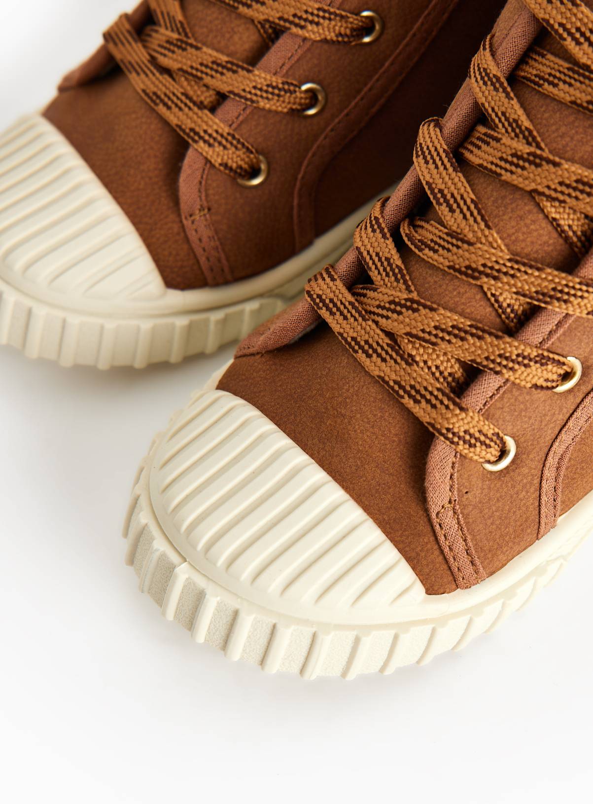 Tan Faux Leather High Top Trainers  12 Infant - Image 3