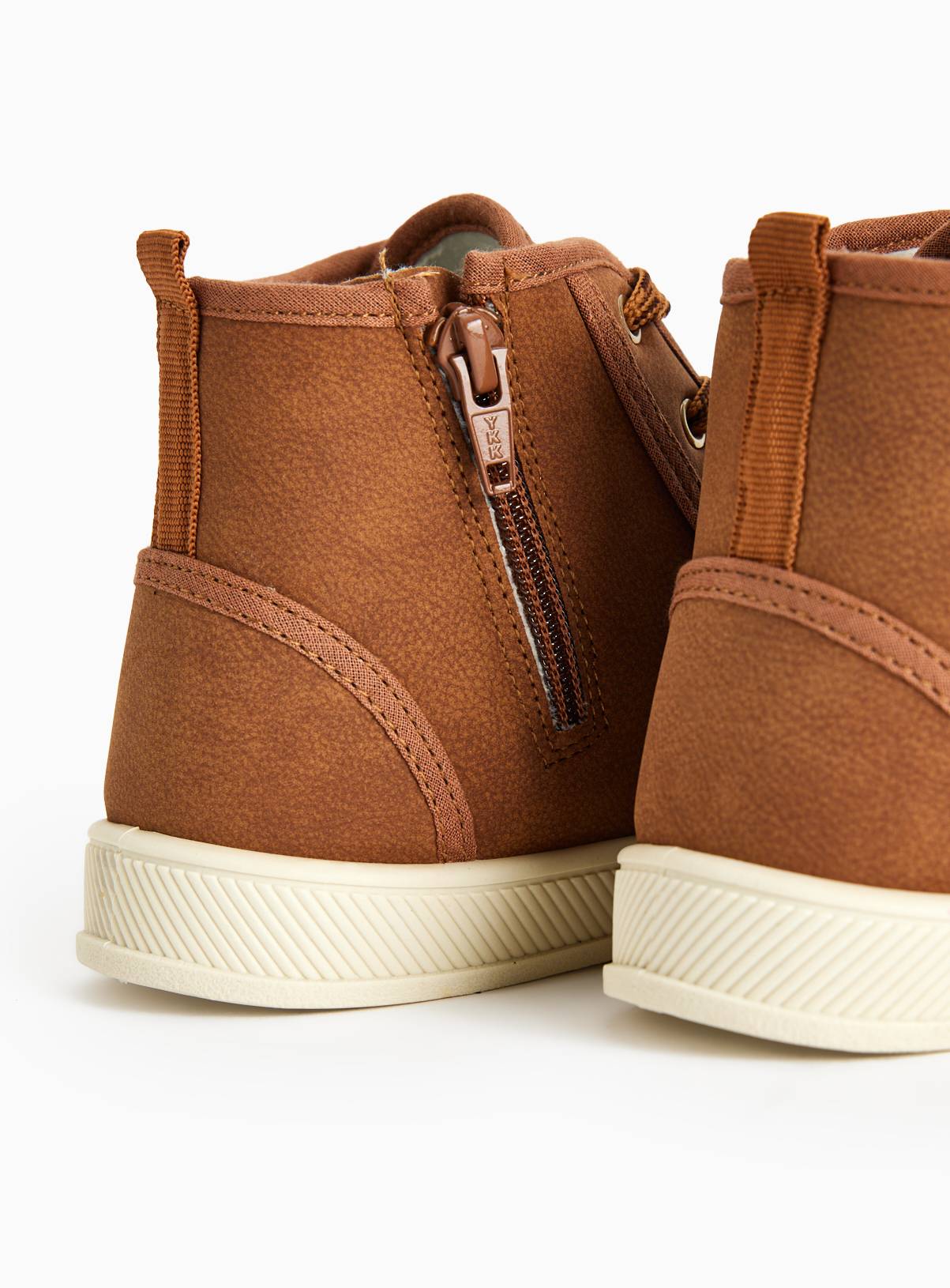 Tan Faux Leather High Top Trainers  12 Infant - Image 4